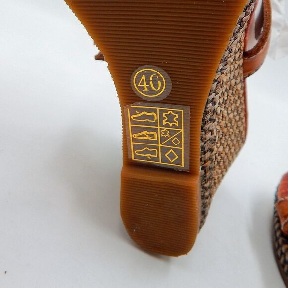 Spring Step Gardenia Leather Tan Brown Slip On Wedge Heel Sandal Size 40 - Picture 11 of 13